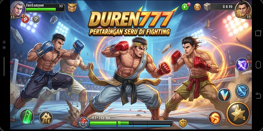 Screenshot menampilkan aksi pertarungan sengit dalam DUREN777.
