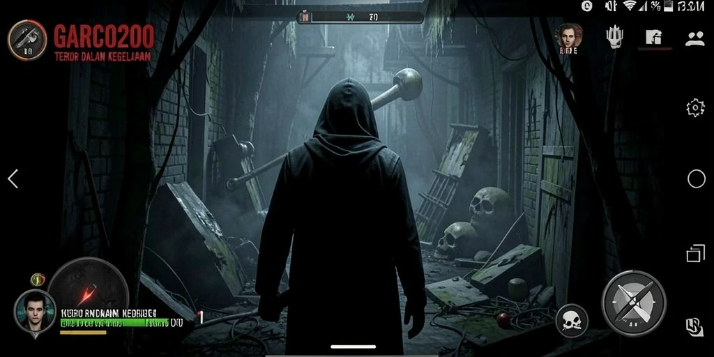 Screenshot GARCO200 menunjukkan suasana menyeramkan dalam gameplay.