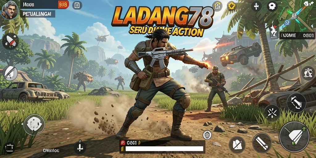 Tampilan gameplay seru saat bertempur di LADANG78.